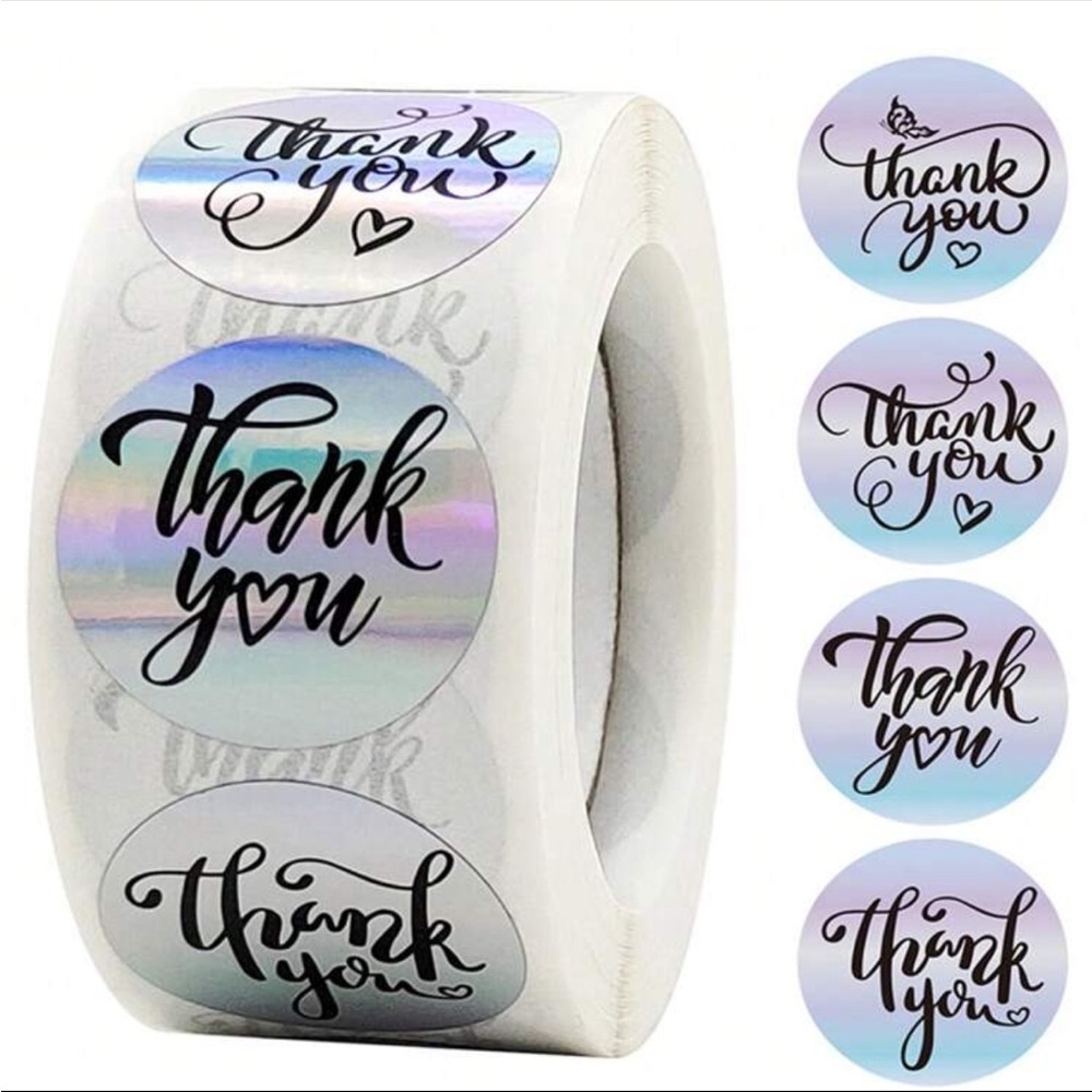 500 Count Holographic 1 inch Thank you stickers